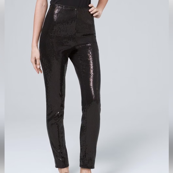 White House Black market High-Rise Skinny Sequin Knit Pants. - Picture 1 of 10